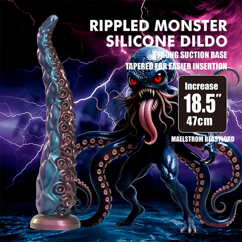 Power monsters - abyssal tentacle tricolor fantasy silicone dildo 46 cm Ø 7 cm 6