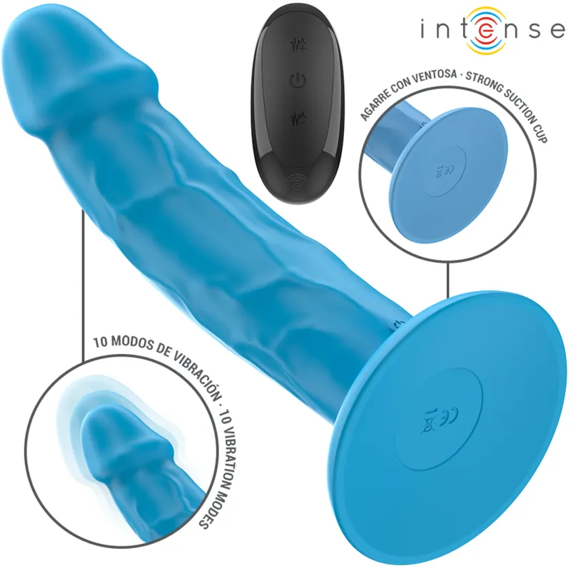 Intense - phoebe realistic vibrator 10 vibrations blue remote control