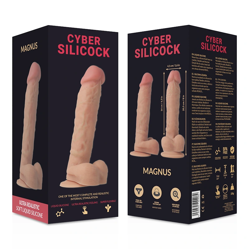 Cyber silicock - strap-on magnus liquid silicone with 3 rings free 20.5 cm -o- 4.1 cm 7