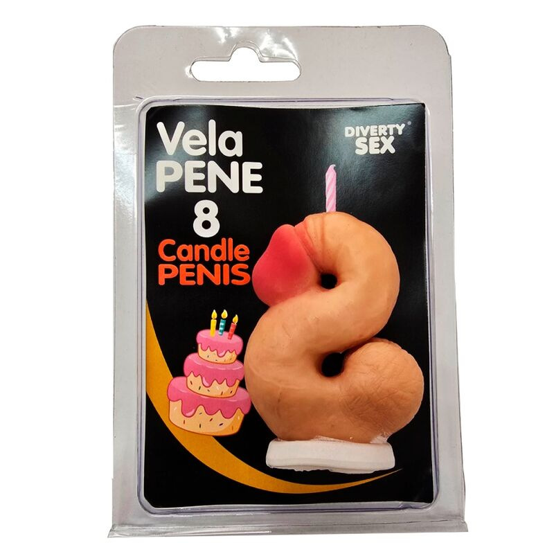 Diablo picante - penis candle in the shape of the number 8 flesh color