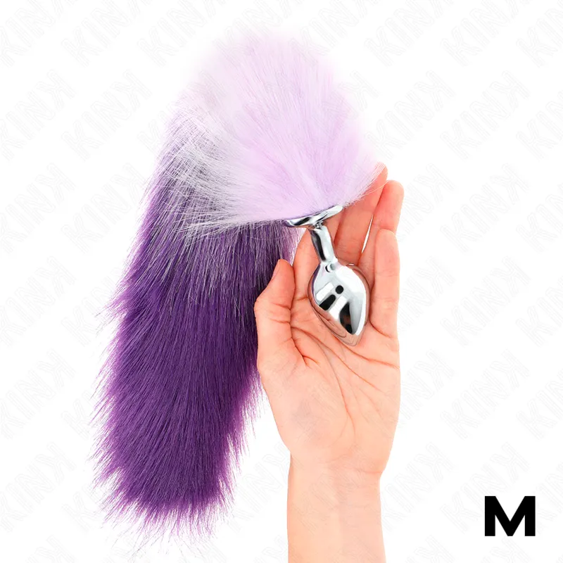 Kink - Anal Plug Size M 8 X 3.5 Cm With Synthetic Tail 40 Cm Purple