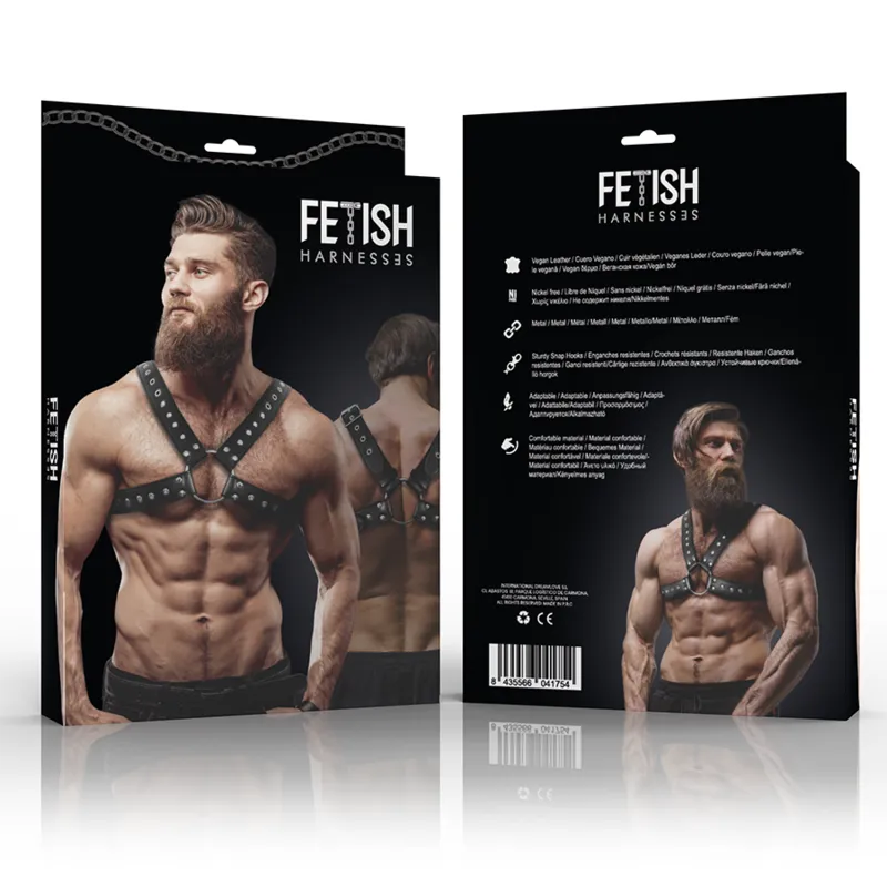 Fetish Submissive Attitude&Trade; - Men&Apos;S Cross-Over Eco-Leather Chest Harness With St 1