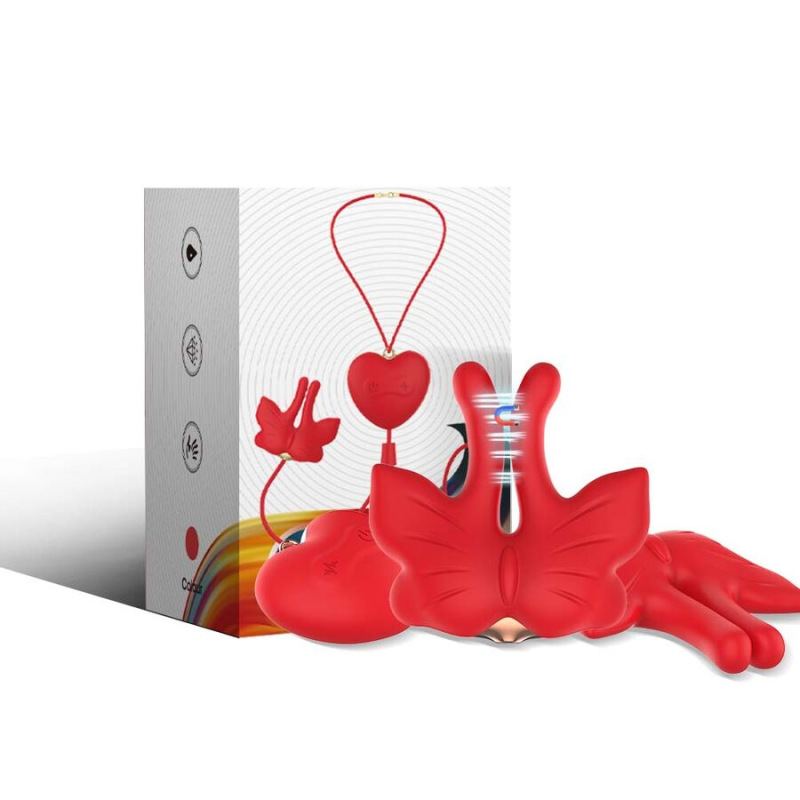Armony - magnetic nipple clamps with vibration butterfly shape red
