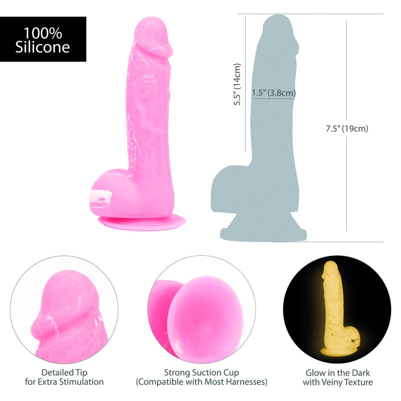 Addiction - Brandon 7.5 Inch Pink Glow In The Dark 6