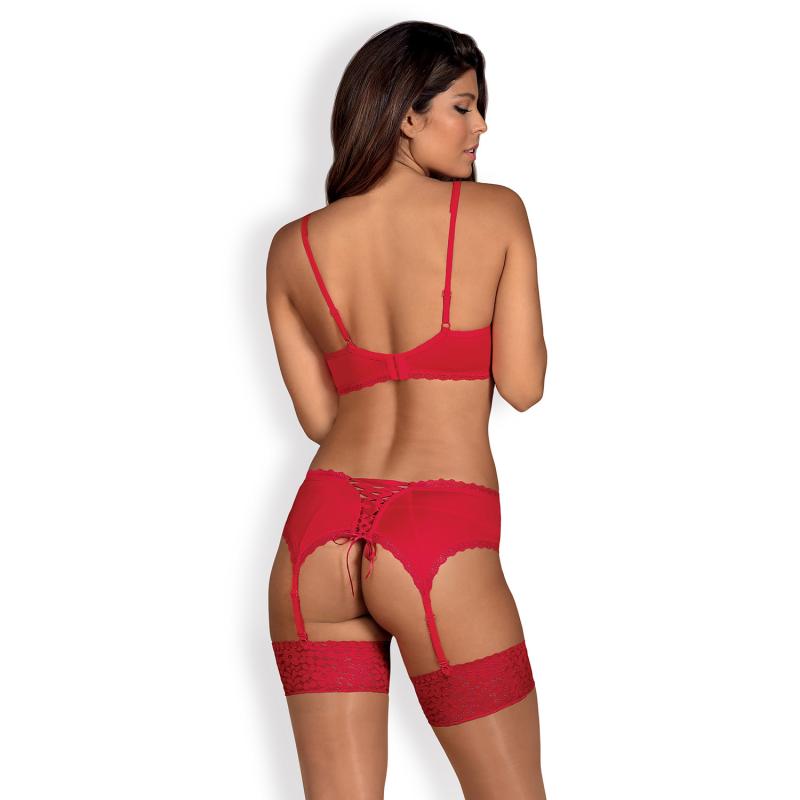 Obsessive - Jolierose 3-Piece Set Red S/M