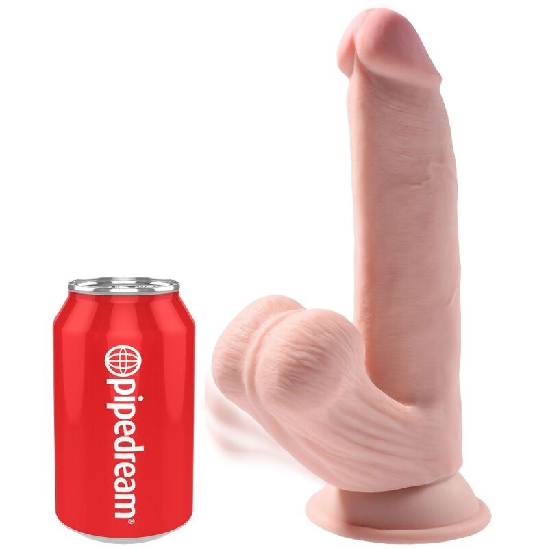 King cock - plus 3d dildo swinging balls 24.5 cm light skin