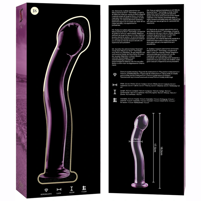 Nebula series by ibiza - model 18 dildo borosilicate glass pink 18.5 cm -o- 3.5 cm 5