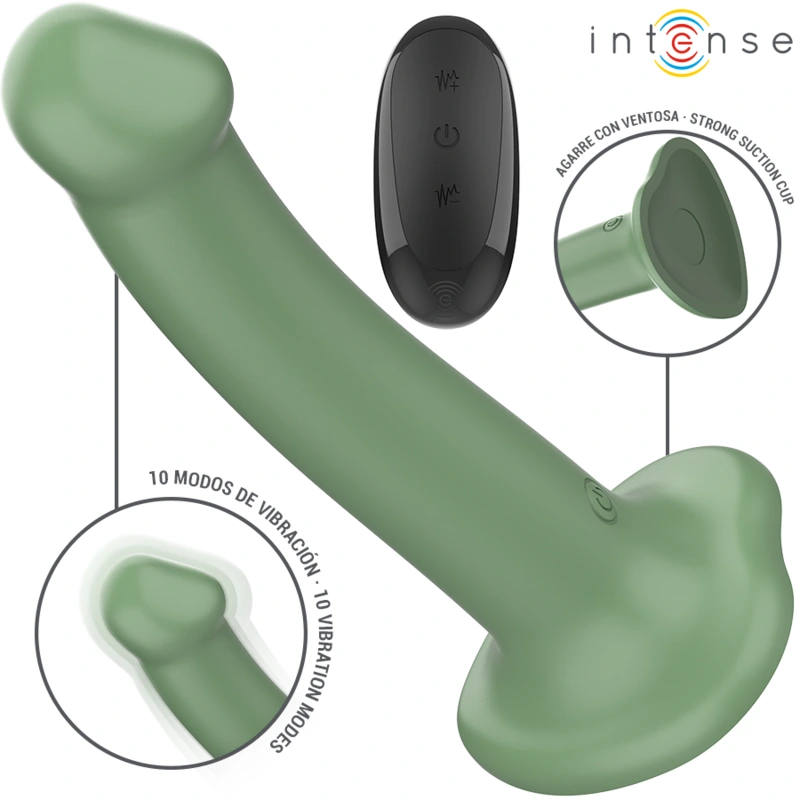 Intense - becca vibrator with suction cup 10 vibrations green remote control 1