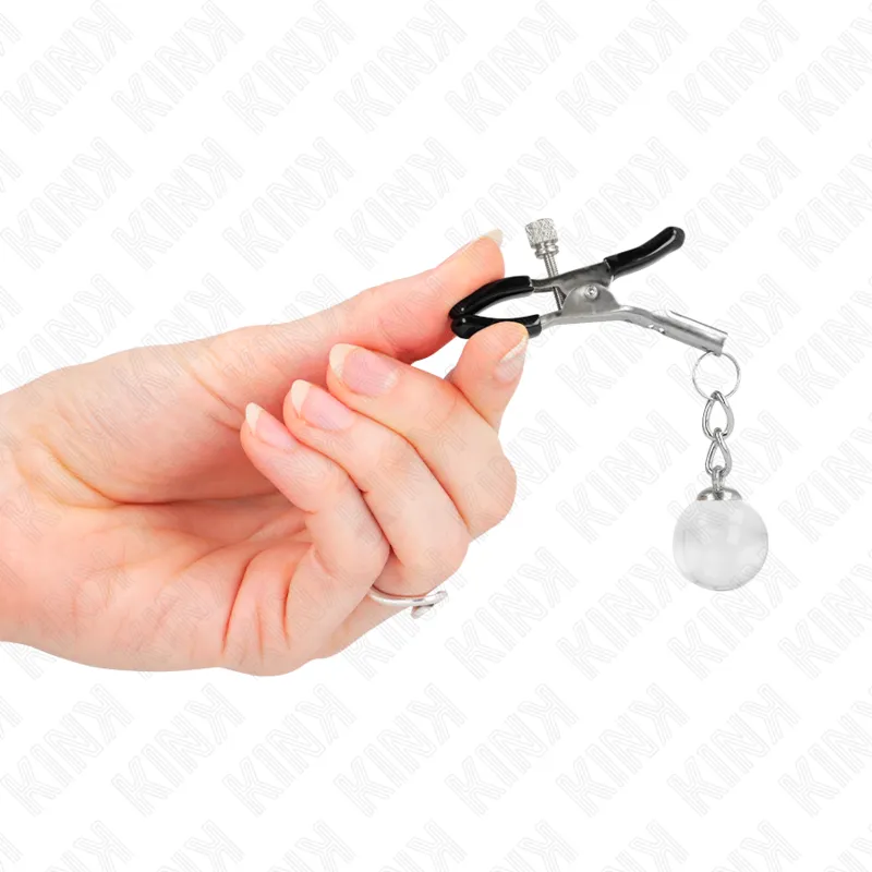 Kink - Glass Bead Nipple Clamps Silver 6 Cm