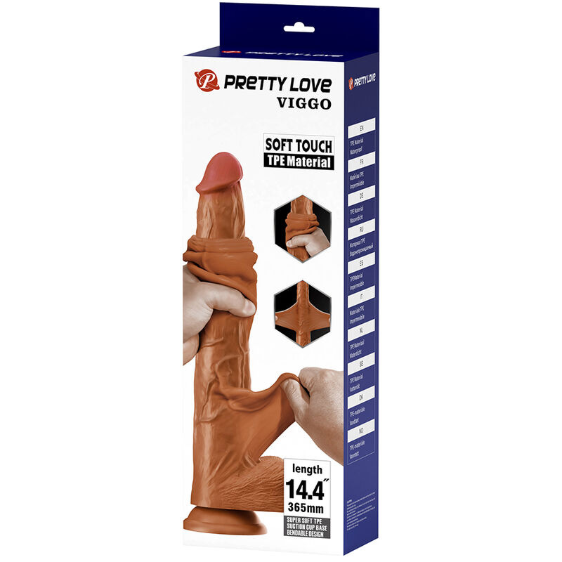 Pretty love - viggo realistic soft-touch skin-sliding dildo 36,5 cm brown 17