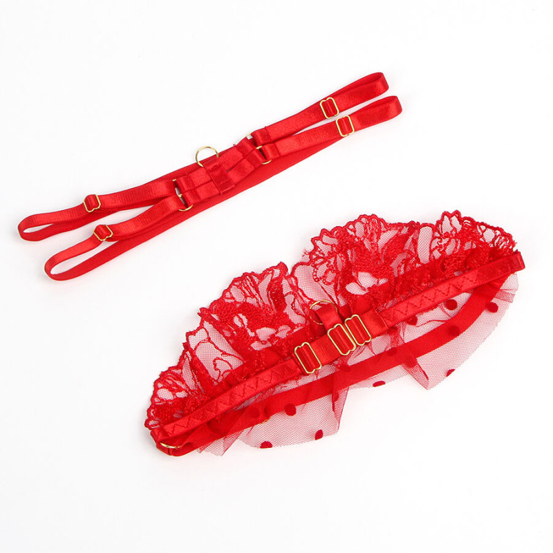 Subblime - 957513 lace bra and garter set red l/xl 5