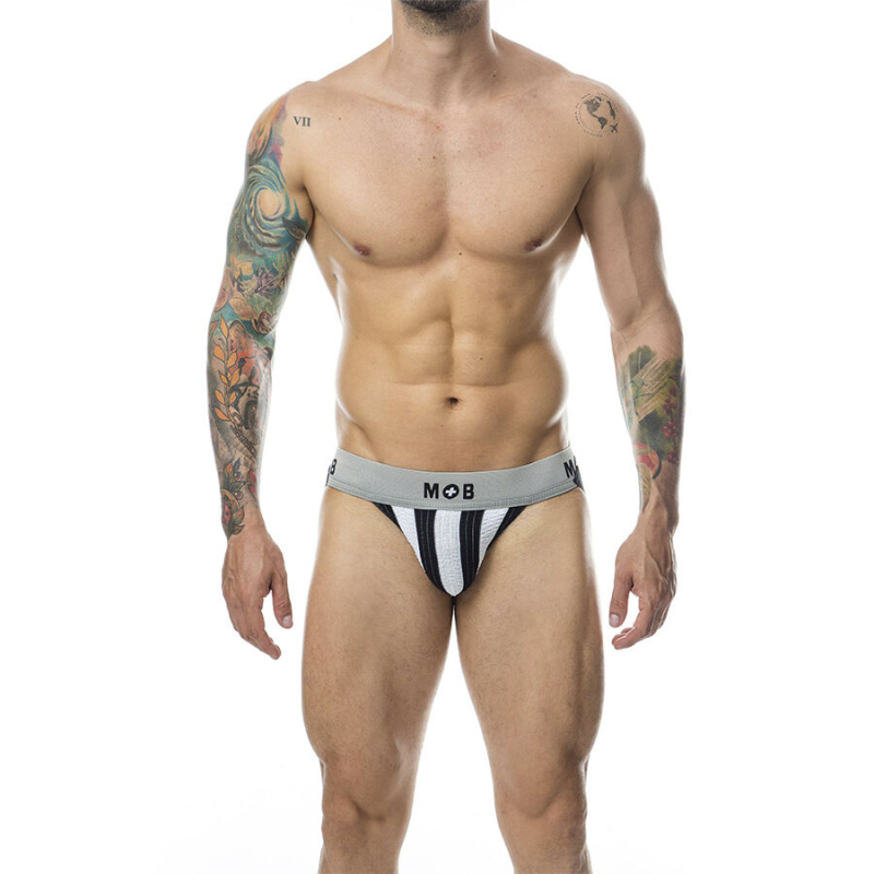 Mob - classic stripe white jock size l