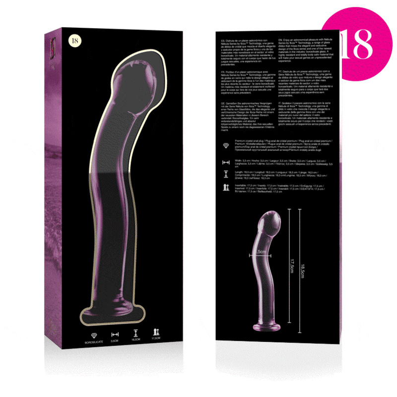 Nebula series by ibiza - model 18 dildo borosilicate glass pink 18.5 cm -o- 3.5 cm 3