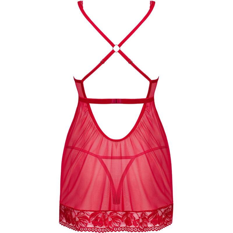 Obsessive - Lacelove Babydoll & Thong Red Xl/Xxl