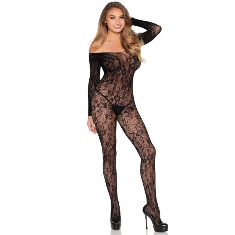 Leg avenue - 89366 lace lingerie bodystocking black - one size 1