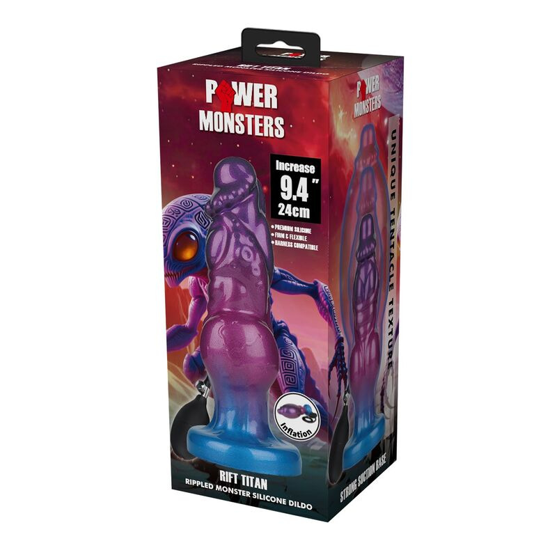 Power monsters - rift titan bicolor inflatable fantasy silicone dildo 24 cm Ø 5 cm 1