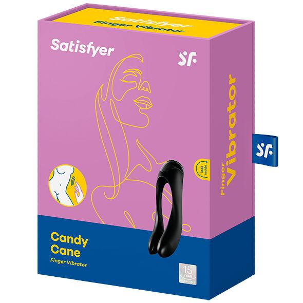 Satisfyer Candy Cane Finger Vibrator Black - Prstový Vibrátor