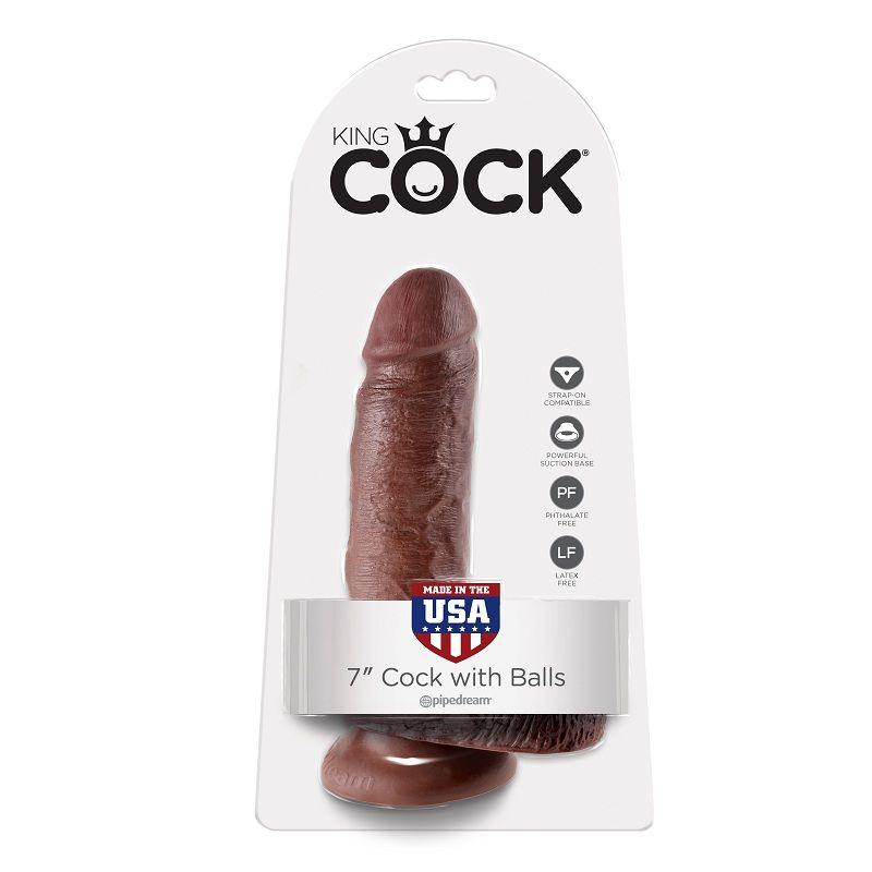 King Cock 7&Quot; Cock Brown With Balls 17.8 Cm