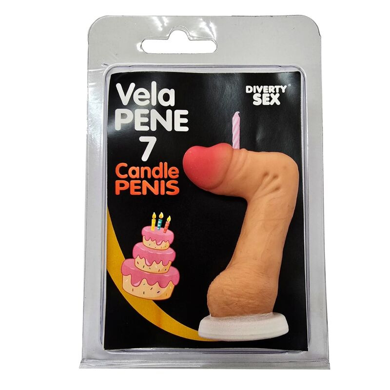 Diablo picante - penis candle in the shape of the number 7 flesh color