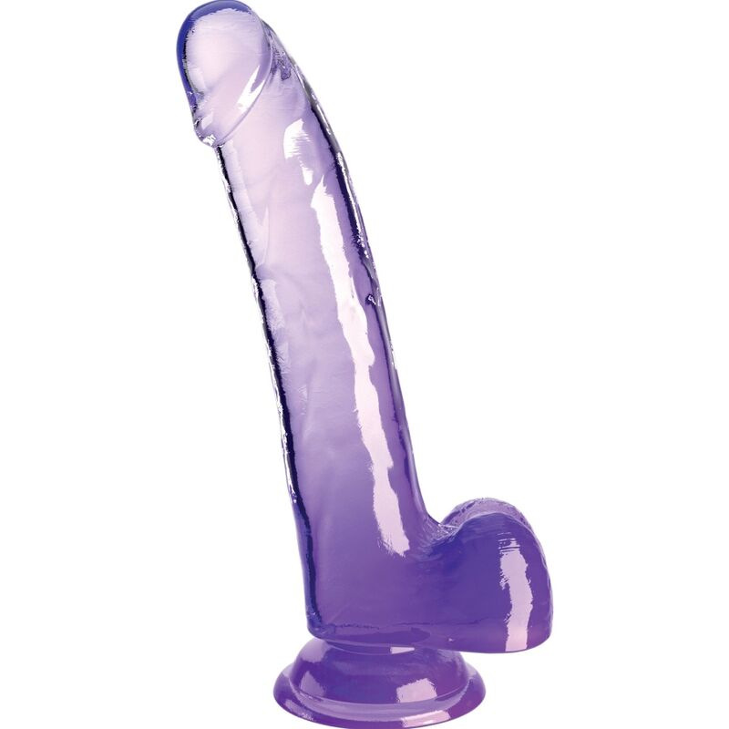 King cock - clear dildo with testicles 20.3 cm purple