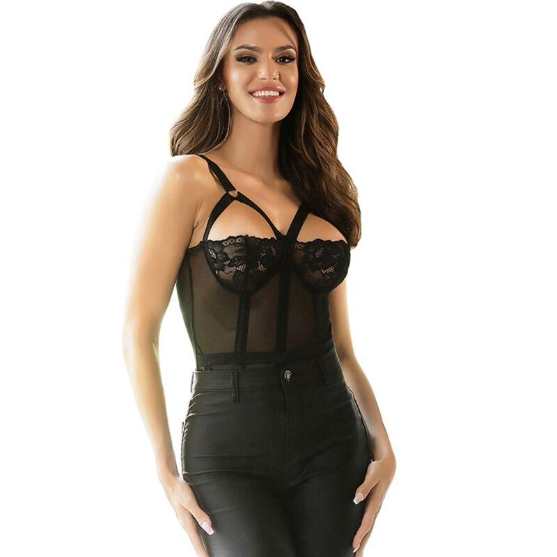 Subblime - Teddy With Garter Strap Detail Chest Black S/M