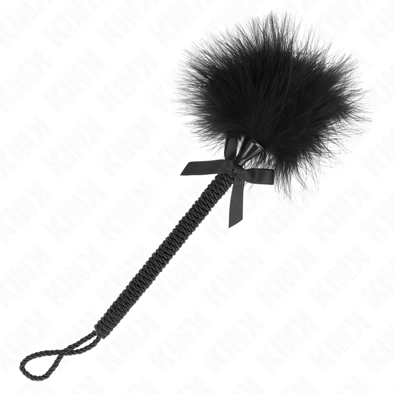 Kink - Nylon Rope Wand With Tickle Feathers And Black Bow 25 Cm