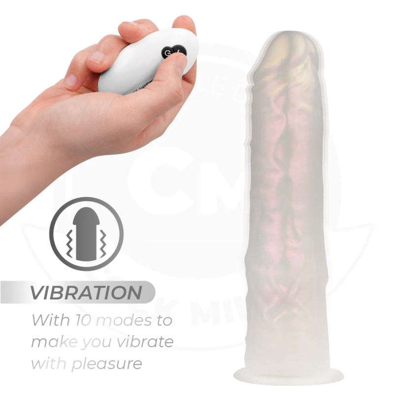Cock miller - dildo with suction cup, lights and vibration with remote control white 20.5 cm 3