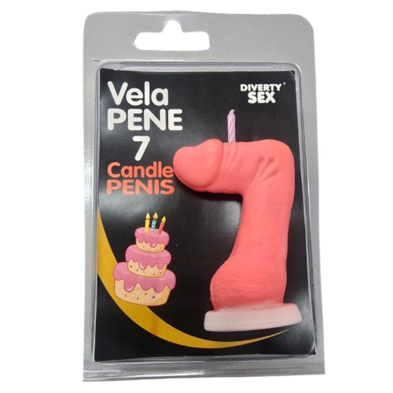 Diablo picante - penis candle in the shape of the number 7 pink color