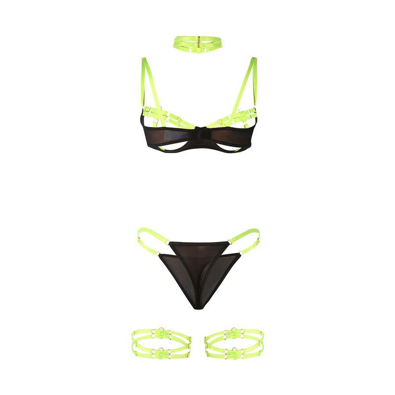 Subblime - 955281 bra set with necklace and leg details fluorescent green l/xl 5