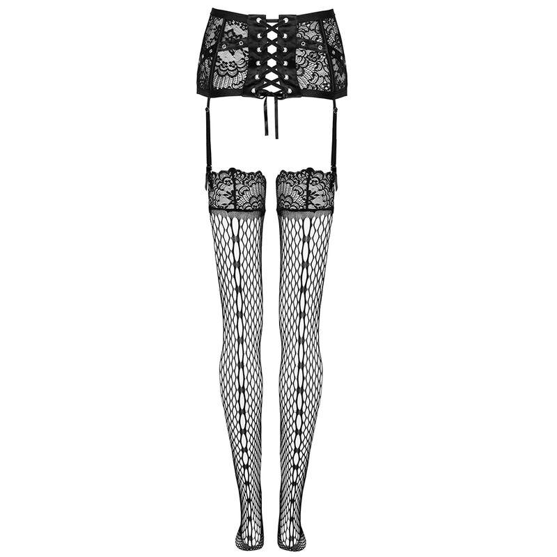 Livco Corsetti Fashion - Garter Belt + Stockings Black L/Xl 4