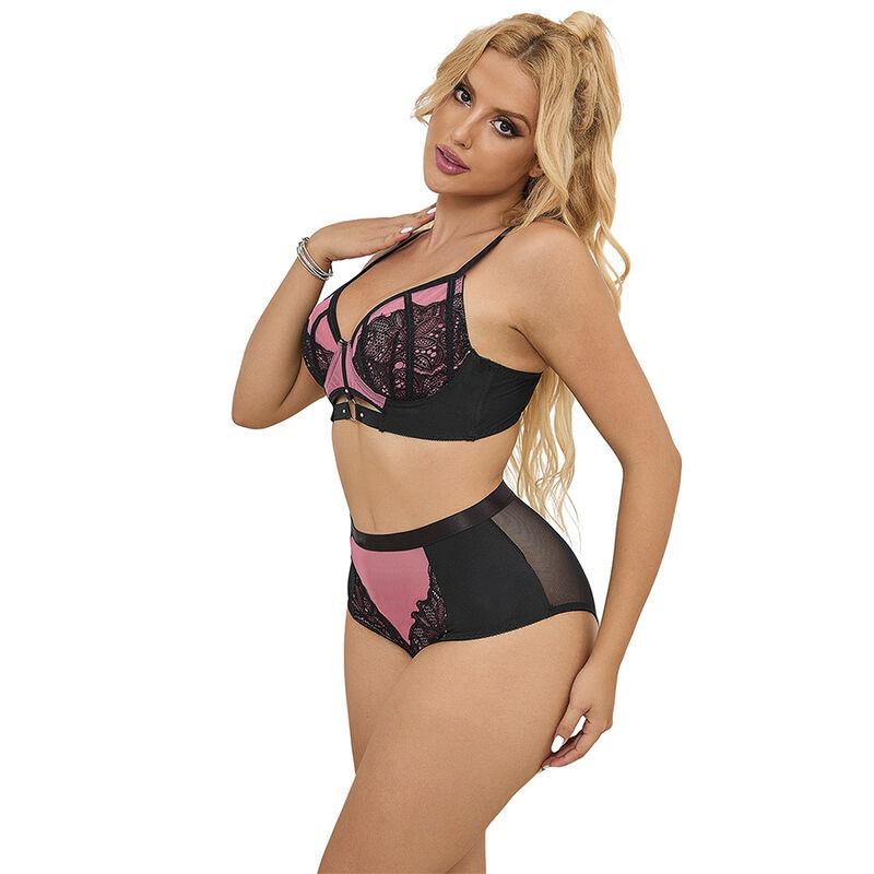 Subblime - 955571 pink patent leather mesh zipper bra set s/m 1