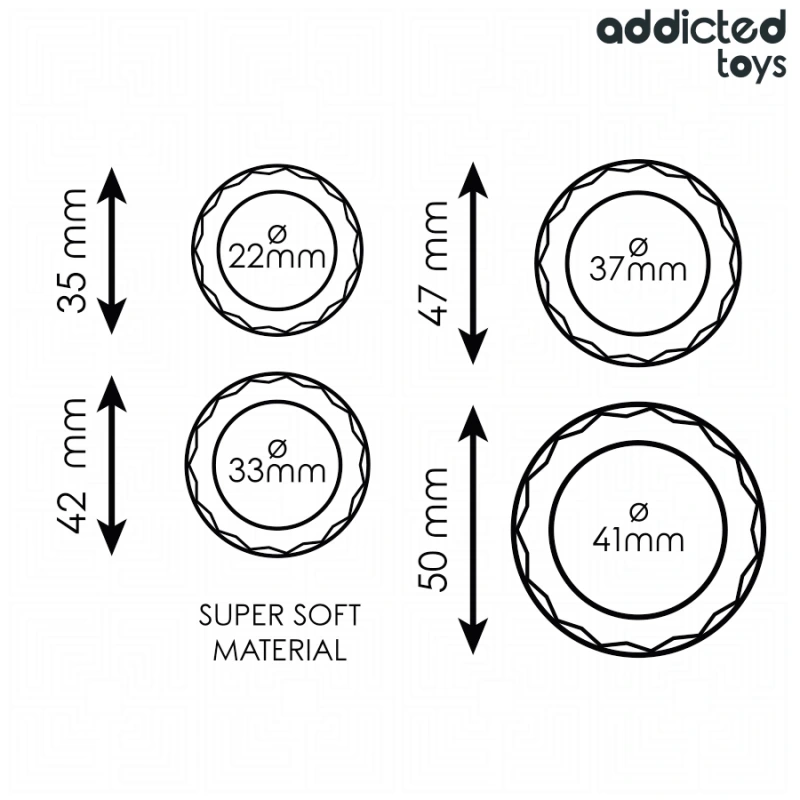 Addicted toys - textured cock ring set 4 sizes 4
