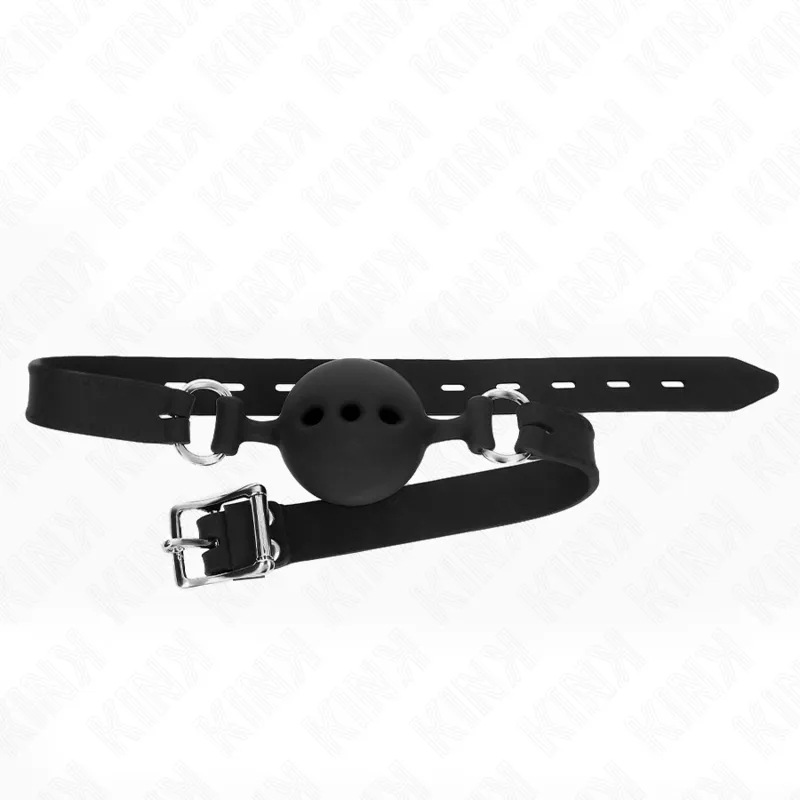 Kink - Full Silicone Gag 55 X 2 Cm With 5 Cm Ball Size L Black Adjustable 35-51 Cm 1