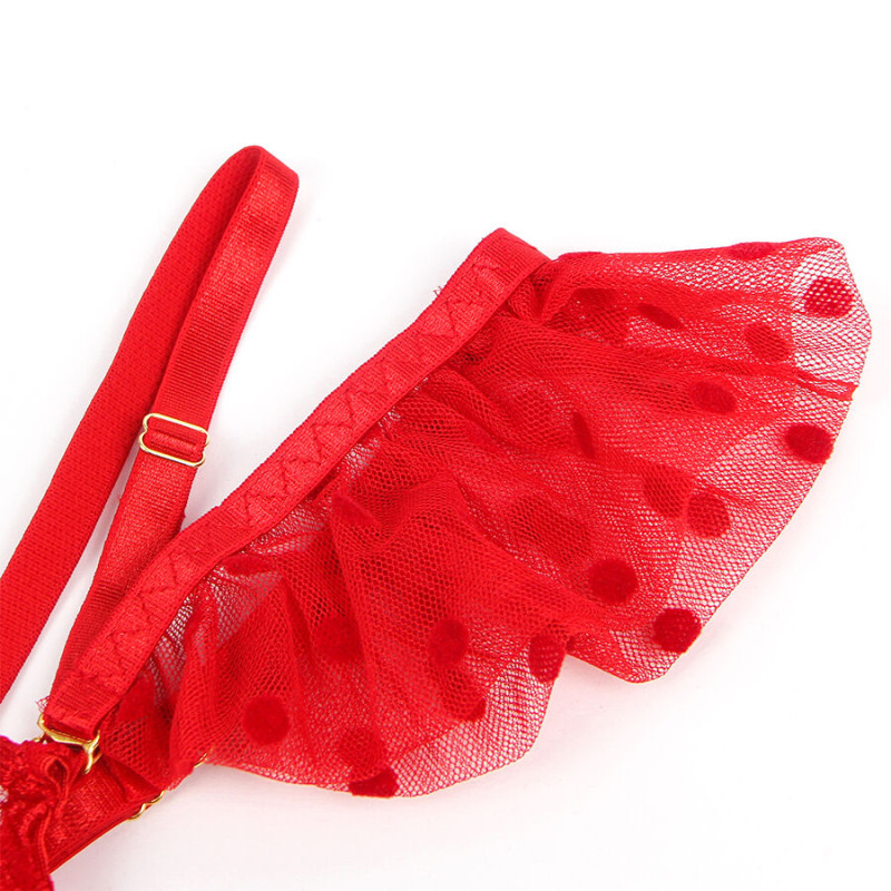 Subblime - 957513 lace bra and garter set red l/xl 4