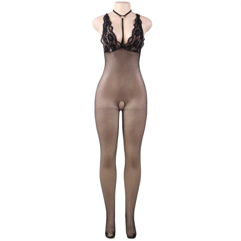 Queen Lingerie Fishnet Sheer Open Croth Bodystocking S-L