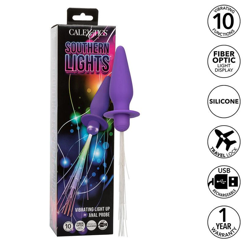 Calexotics - Southern Lights Light Up Anal Plug 10 Vibrations Silicone Purple