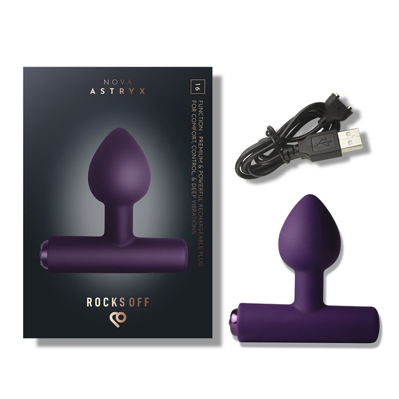 Rocks-off - nova astryx rechargeable premium & powerful anal plug 16 function purple 8