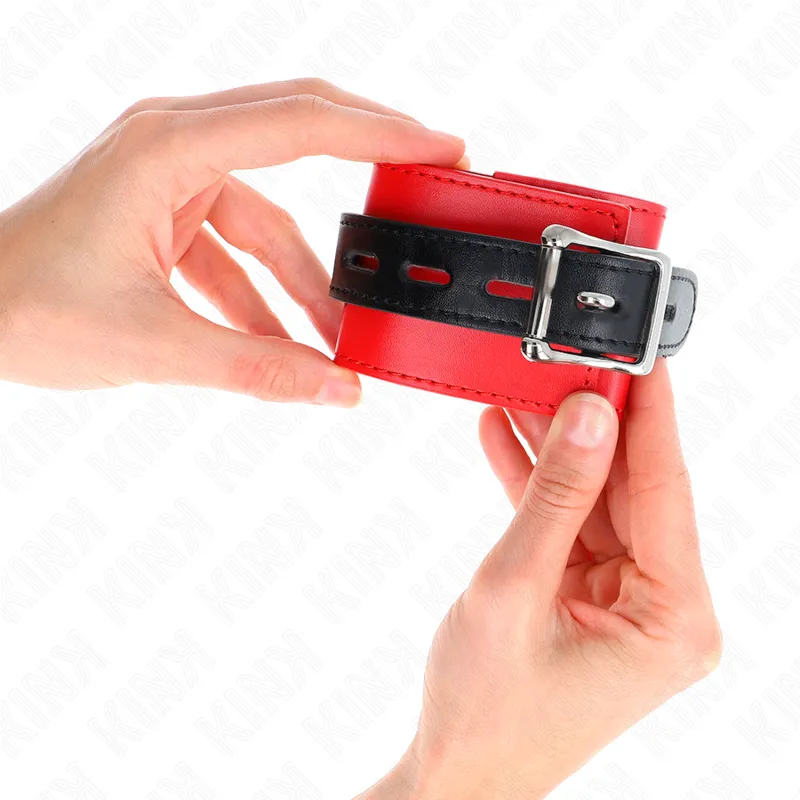Kink - Wrist Restraints Red With Black Belt Adjustable 17-28 Cm X 6 Cm 2