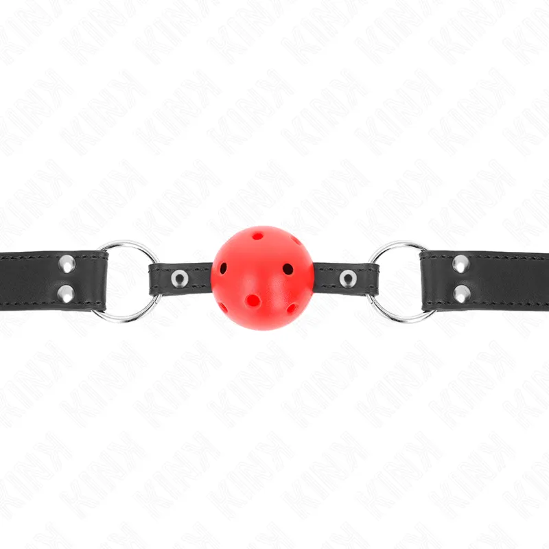 Kink - Breathable Ball 4 Cm Gag With Double Rivet Leather 62.5 X 2.5 Cm Adjustable 42-58 C