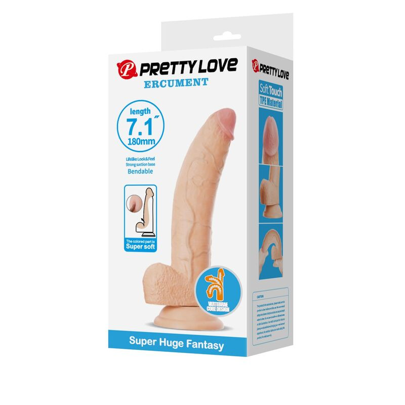 Pretty love - ellcument realistic flexible dildo 18 cm Ø 4.5 cm tpe natural 2