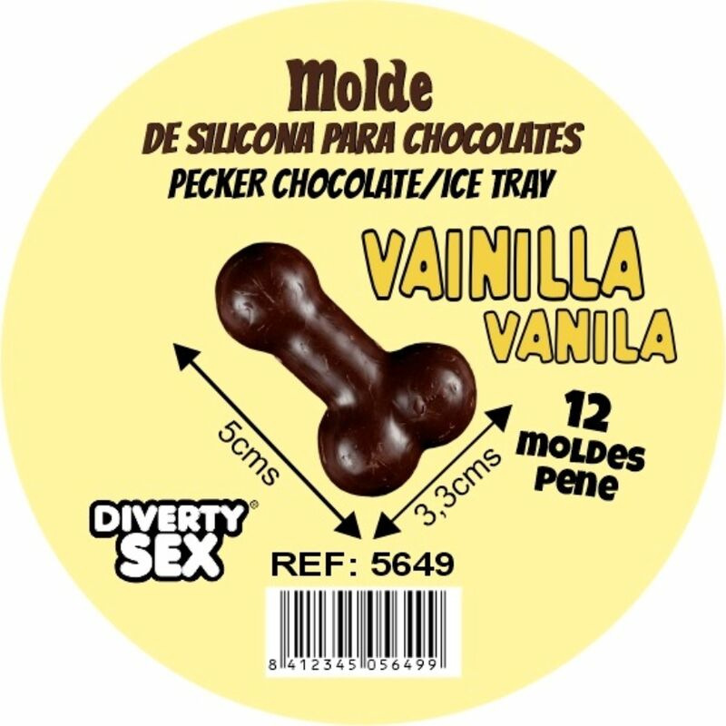 Diablo picante - chocolate mold with 12 silicone penises for hanging vanilla