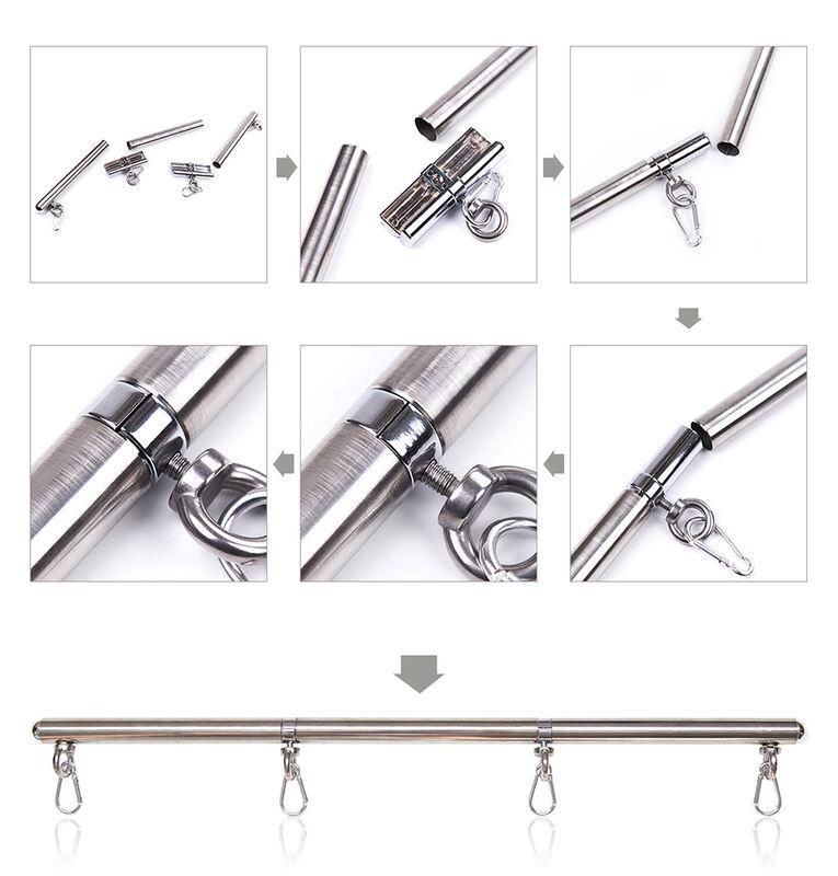 Ohmama Fetish Detachable Spreader Metal Bar 4 Hooks