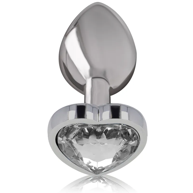Intense - Metal Aluminum Anal Plug Heart White Size L - Análny Kolík 1