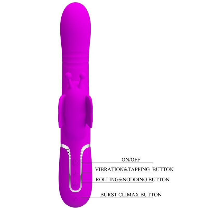 Pretty love - multifunction rabbit vibrator 4 in 1 butterfly fuchsia 7