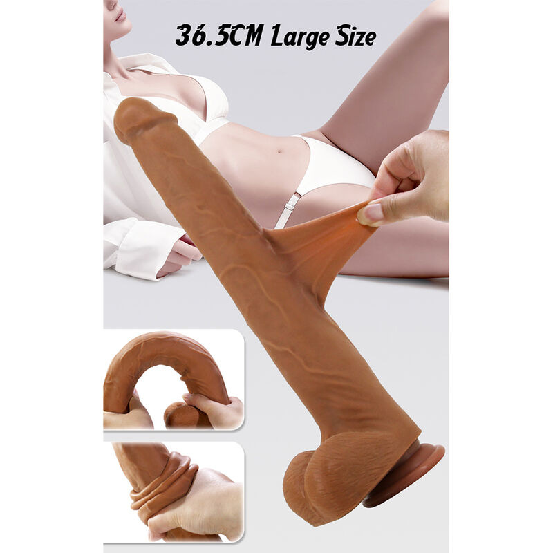 Pretty love - viggo realistic soft-touch skin-sliding dildo 36,5 cm brown 12