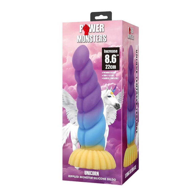 Power monsters - unicorn tricolor fantasy silicone dildo 22 cm Ø 5 cm 2