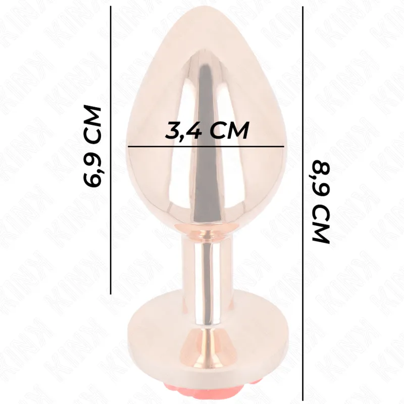 Kink - pink gold anal plug with red rose m 3