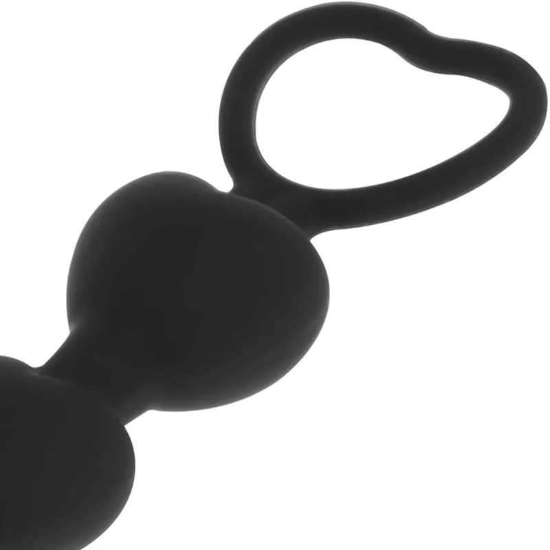 Black&Silver - Mila Silicone Anal Heart-Beads 18 Cm - Análne Guličky 2