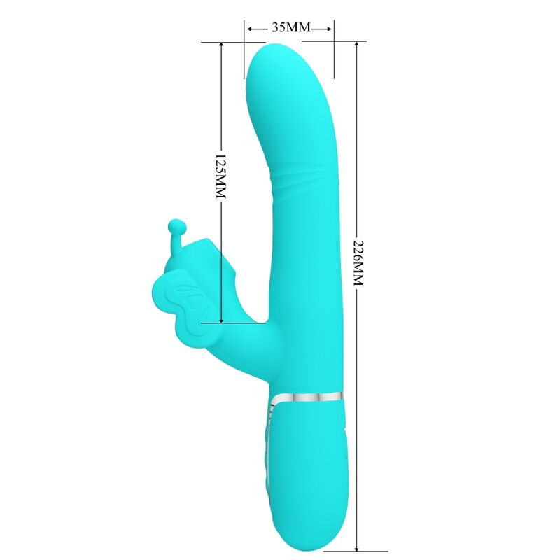 Pretty Love - Multifunction Rabbit Vibrator 4 In 1 Butterfly Aqua Green 6