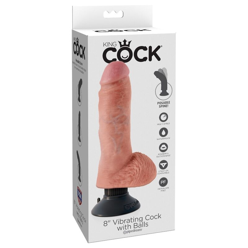 King cock - 20.3 cm vibrating cock with balls flesh 6